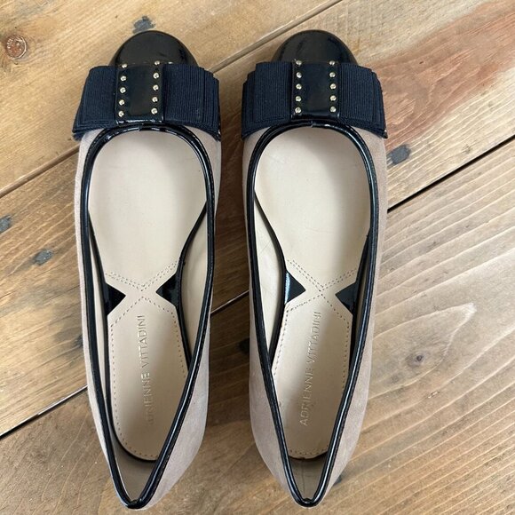 Adrienne Vittadini Leather Ballet Flats Bow Gold Accents 6.5 - Picture 5 of 10